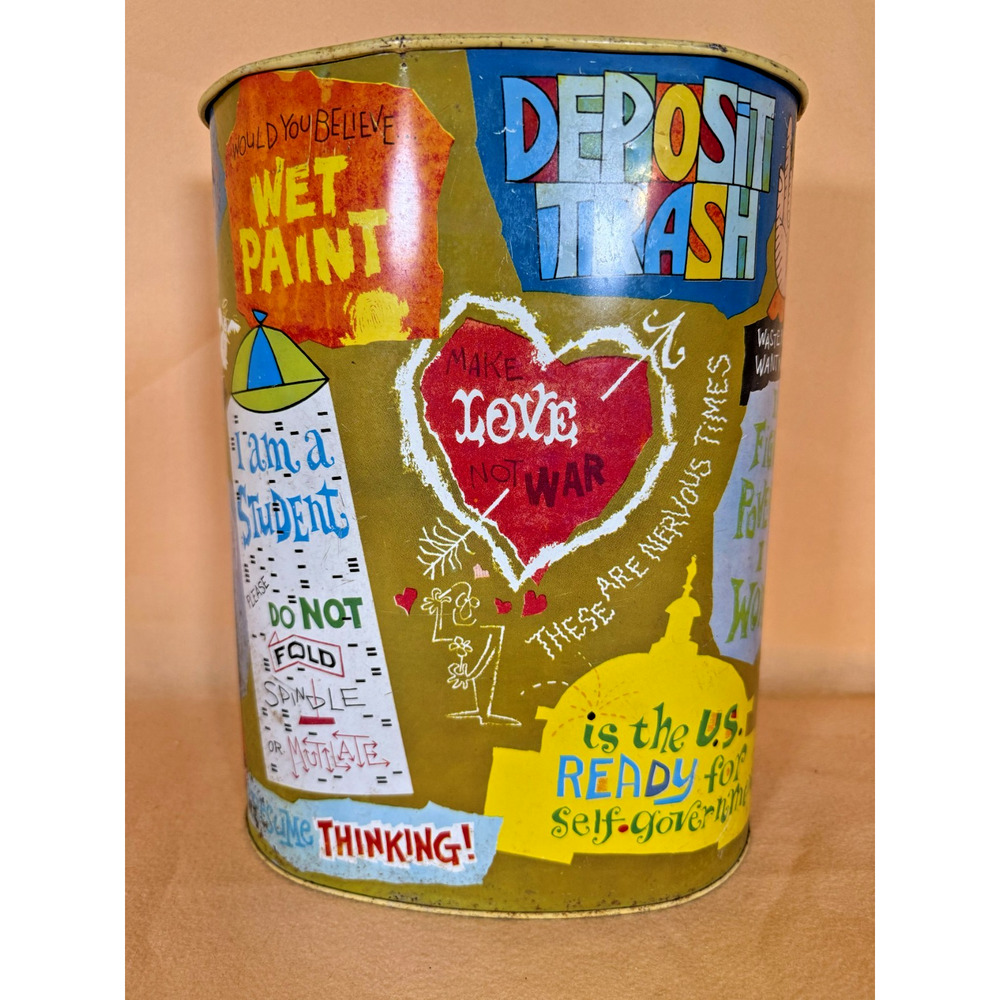 Vintage 1966 Cheinco Pop Culture Garbage Can35